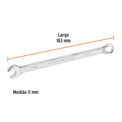 Llave combinada extralarga 11 mm con muesca hexagonal