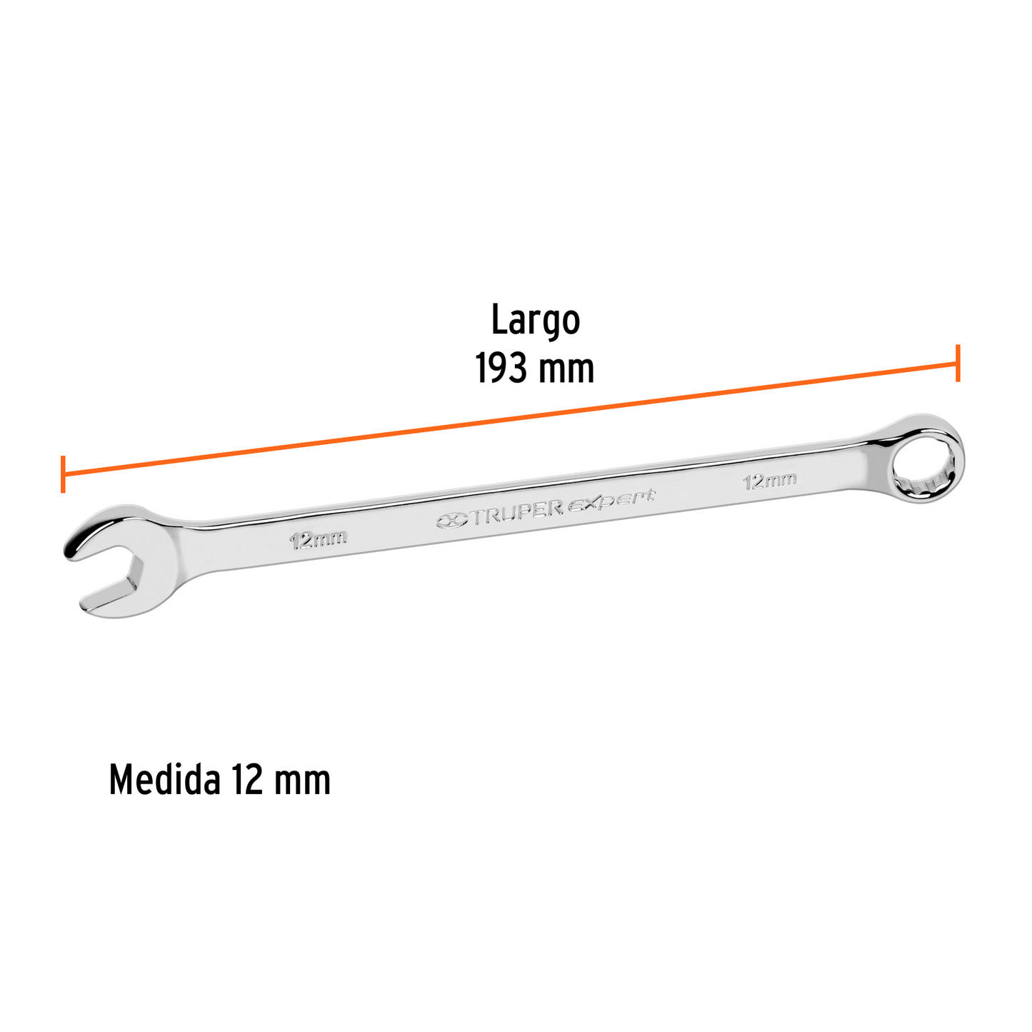 Llave combinada extralarga 12 mm con muesca hexagonal