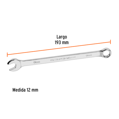 Llave combinada extralarga 12 mm con muesca hexagonal