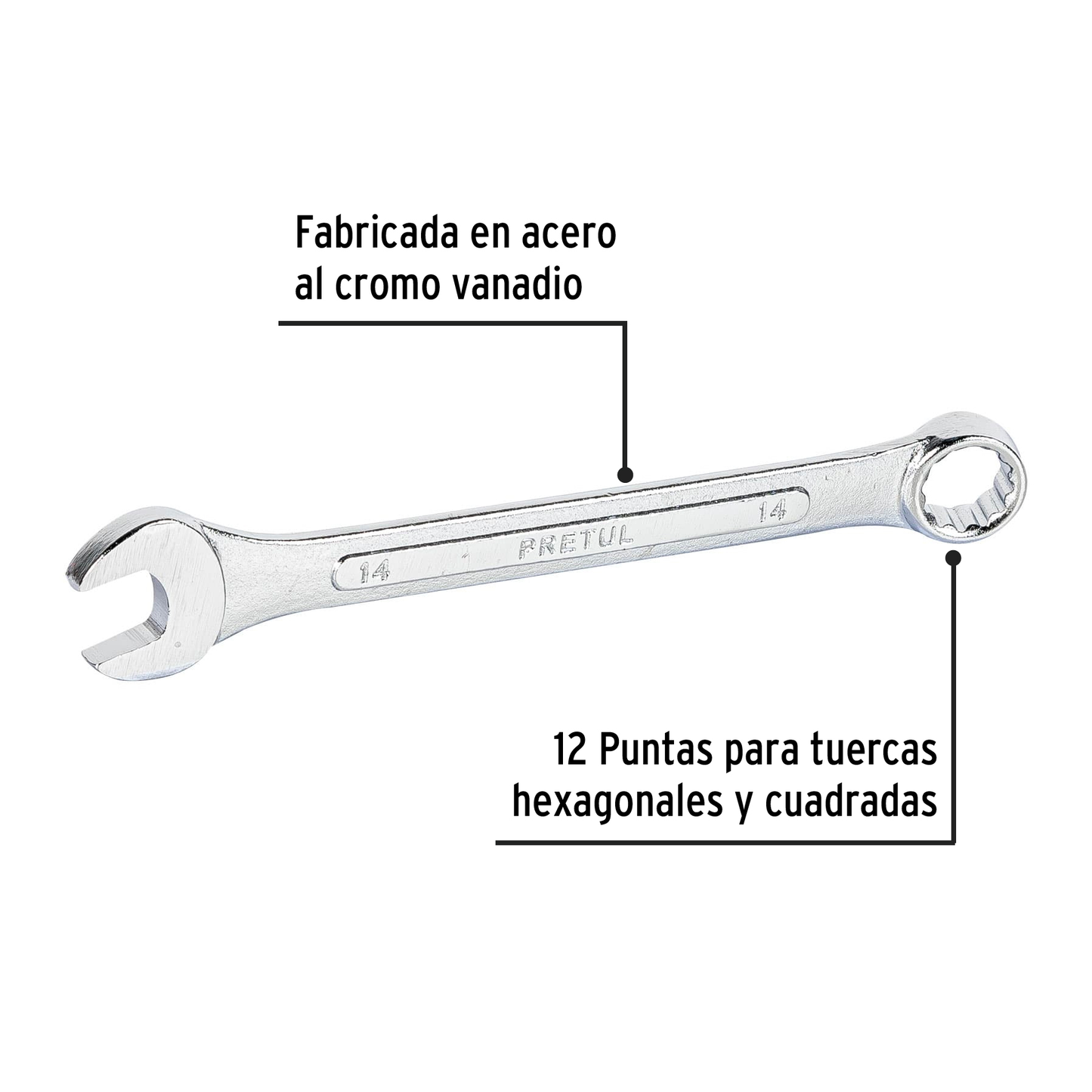 Llave combinada 14 mm con 12 puntas