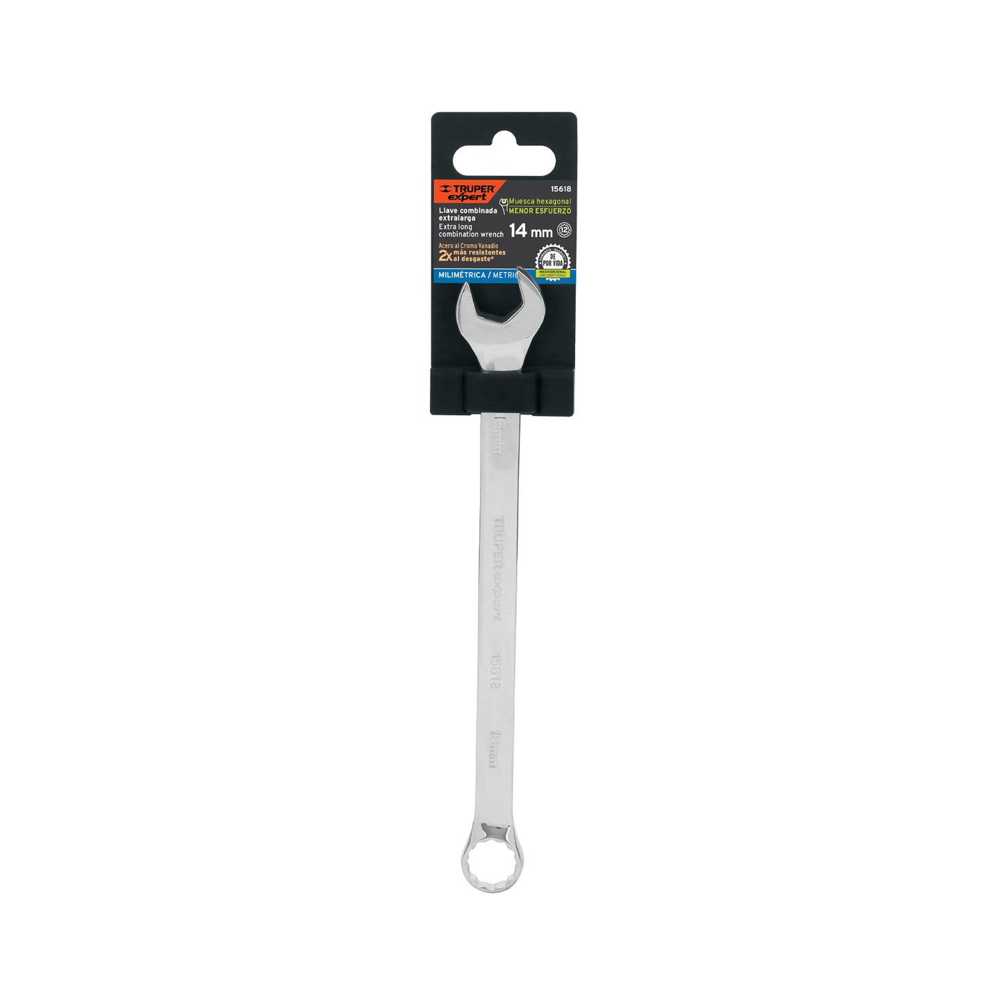 Llave combinada extralarga 14 mm con muesca hexagonal