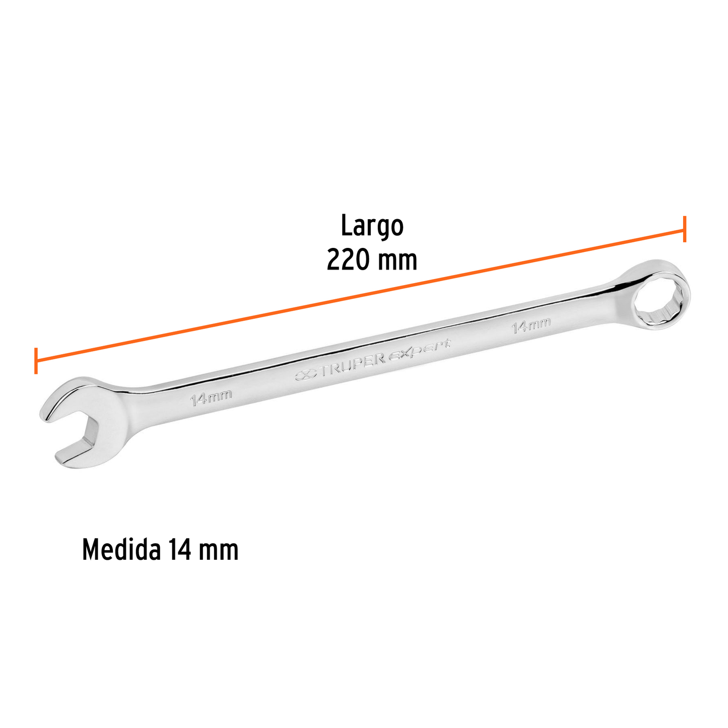 Llave combinada extralarga 14 mm con muesca hexagonal