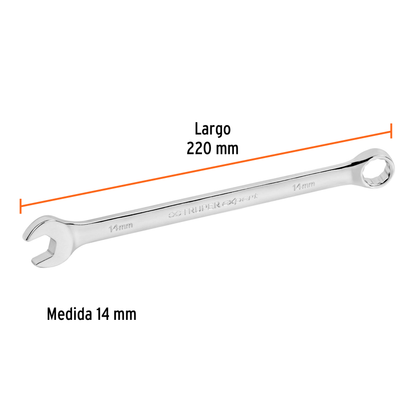 Llave combinada extralarga 14 mm con muesca hexagonal