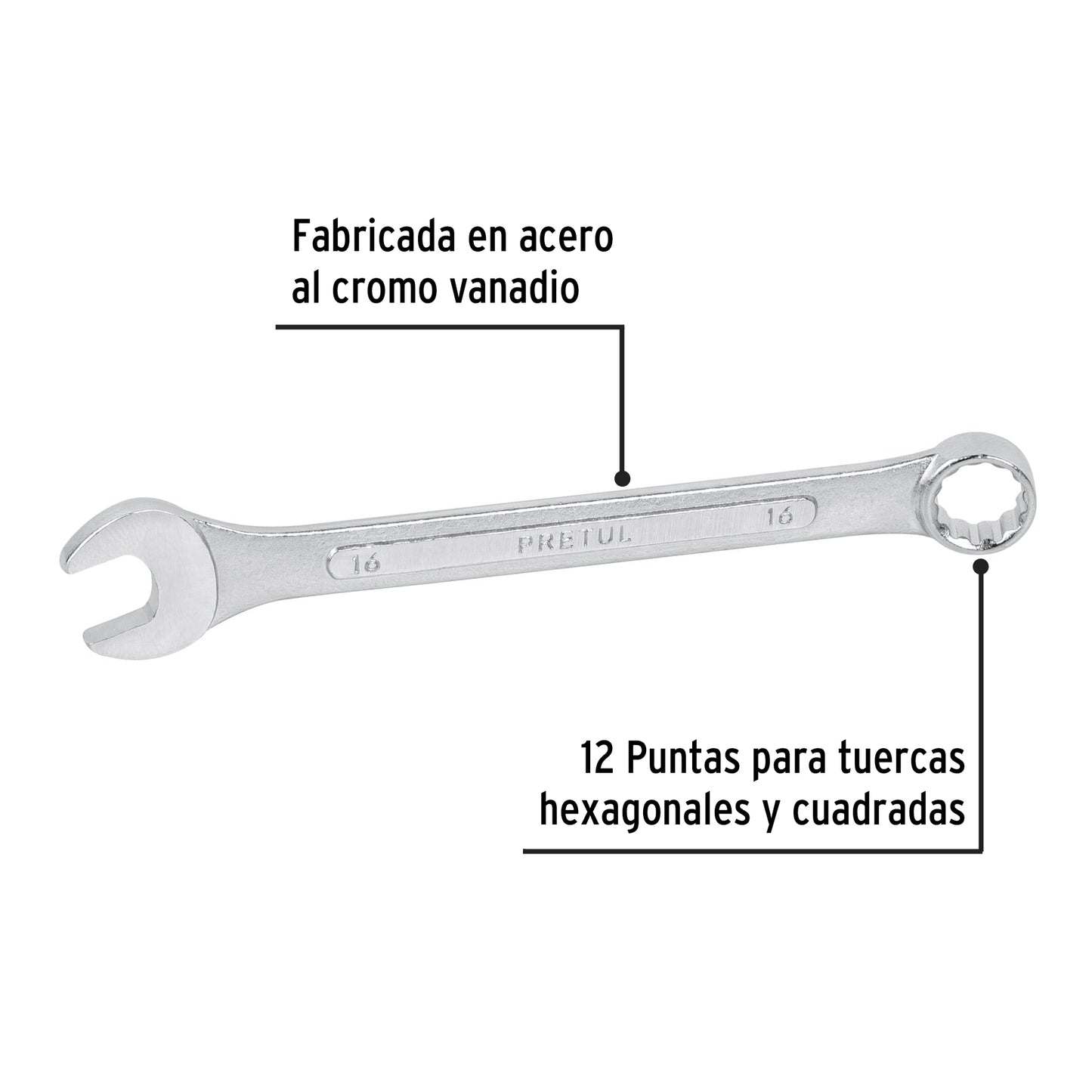 Llave combinada 16 mm con 12 puntas