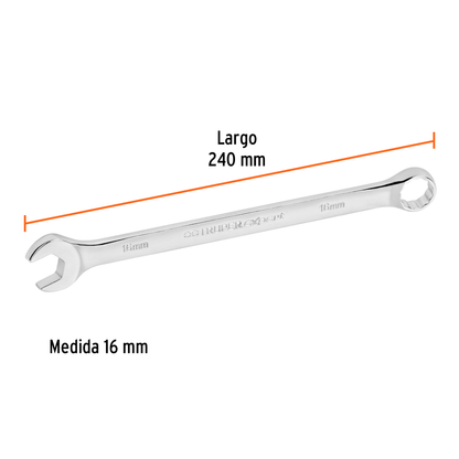 Llave combinada extralarga 16 mm con muesca hexagonal