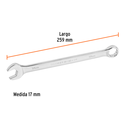 Llave combinada extralarga 17 mm con muesca hexagonal