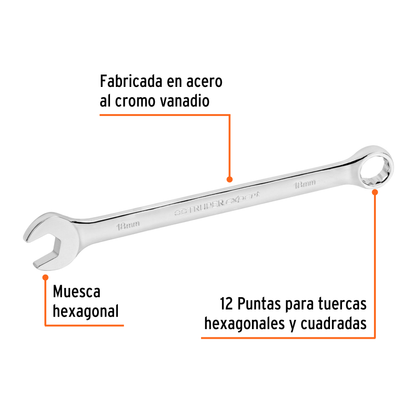 Llave combinada extralarga 18 mm con muesca hexagonal