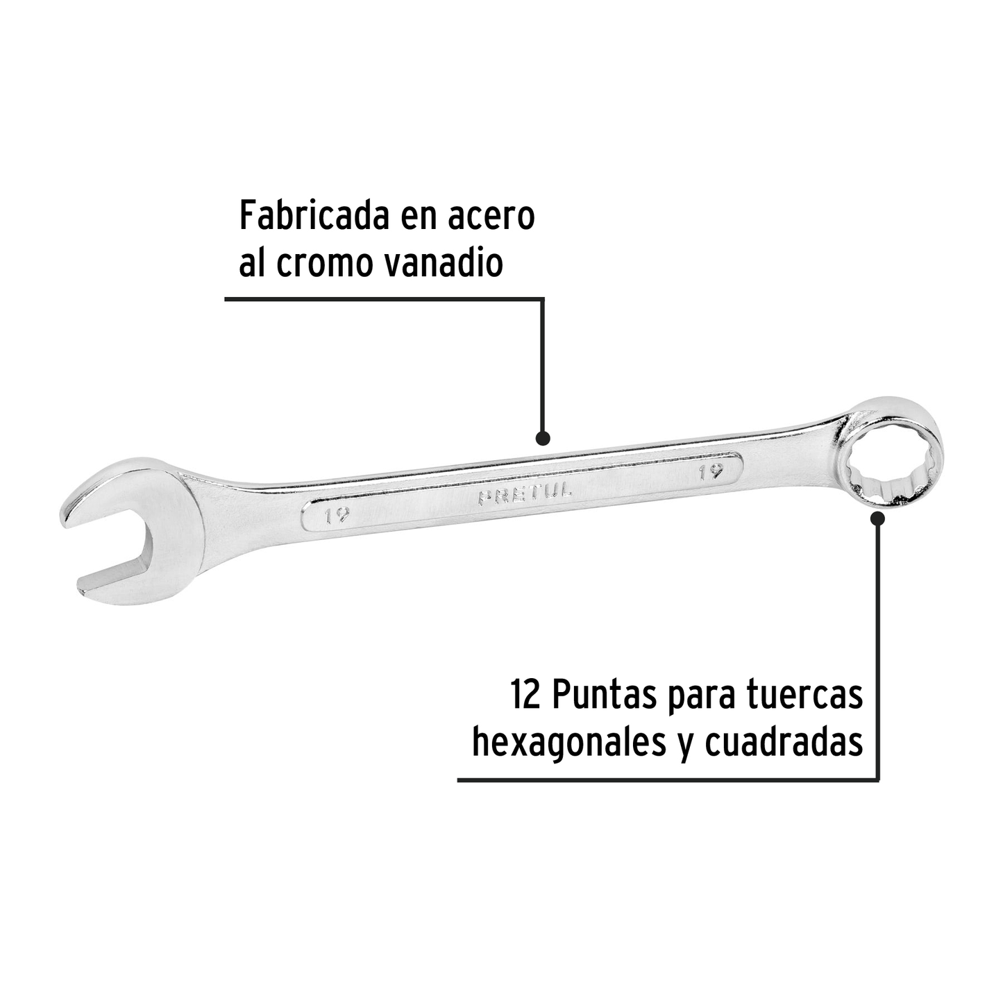 Llave combinada 19 mm con 12 puntas
