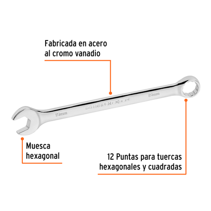 Llave combinada extralarga 19 mm con muesca hexagonal