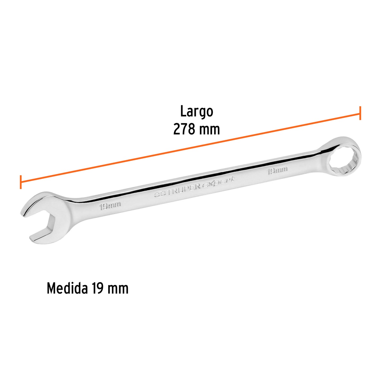 Llave combinada extralarga 19 mm con muesca hexagonal
