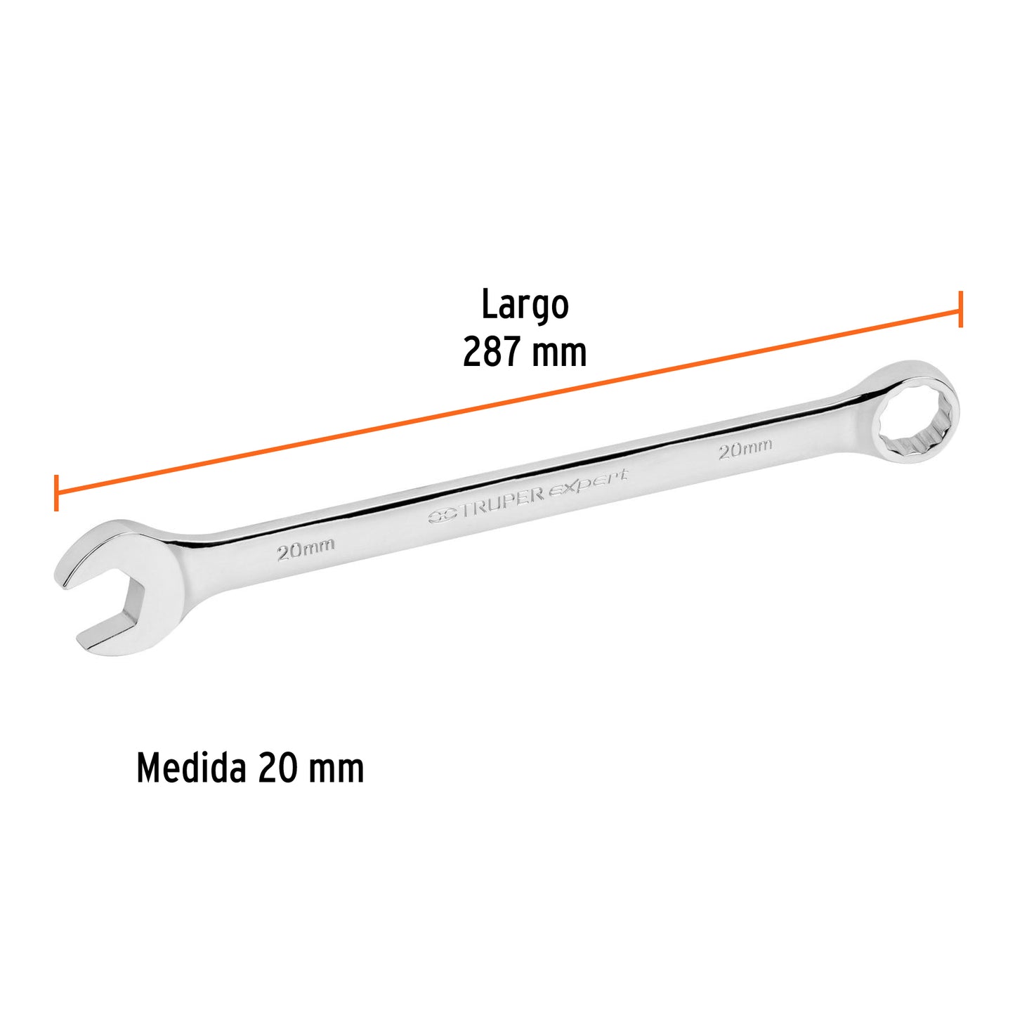 Llave combinada extralarga 20 mm con muesca hexagonal