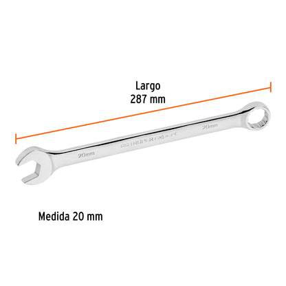 Llave combinada extralarga 20 mm con muesca hexagonal