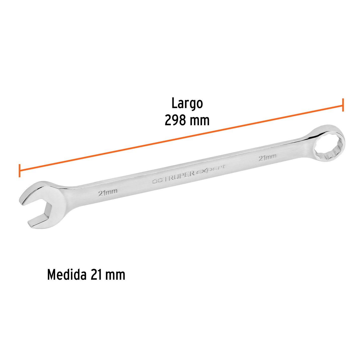 Llave combinada extralarga 21 mm con muesca hexagonal