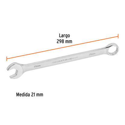 Llave combinada extralarga 21 mm con muesca hexagonal