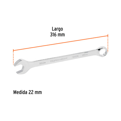 Llave combinada extralarga 22 mm con muesca hexagonal