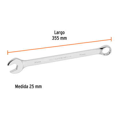 Llave combinada extralarga 25 mm con muesca hexagonal