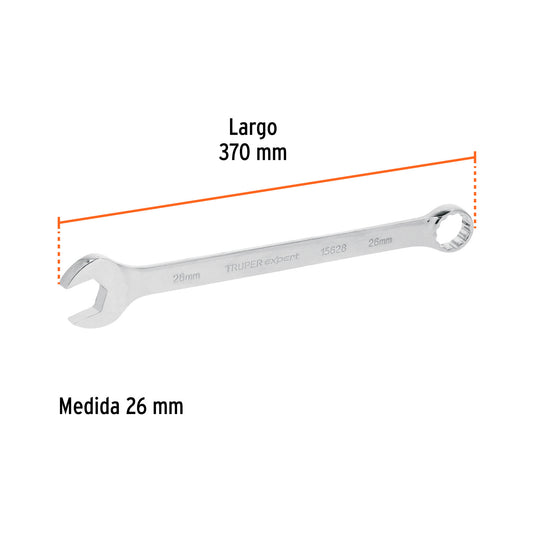 Llave combinada extralarga 26 mm con muesca hexagonal