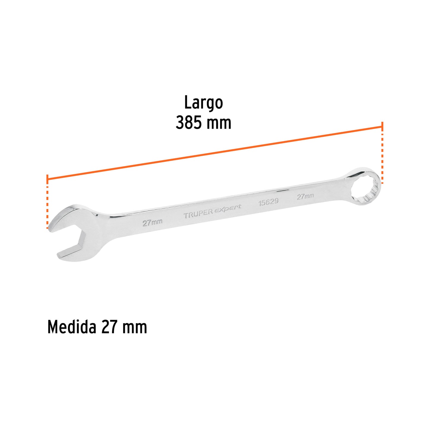 Llave combinada extralarga 27 mm con muesca hexagonal