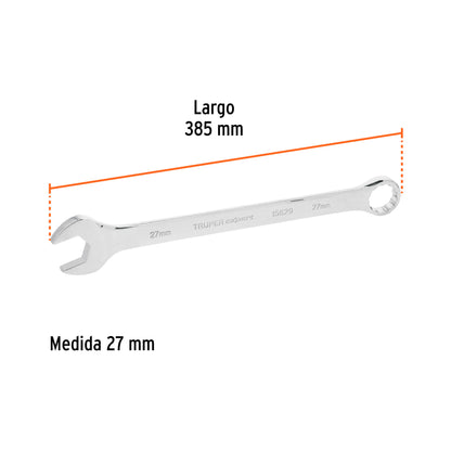 Llave combinada extralarga 27 mm con muesca hexagonal