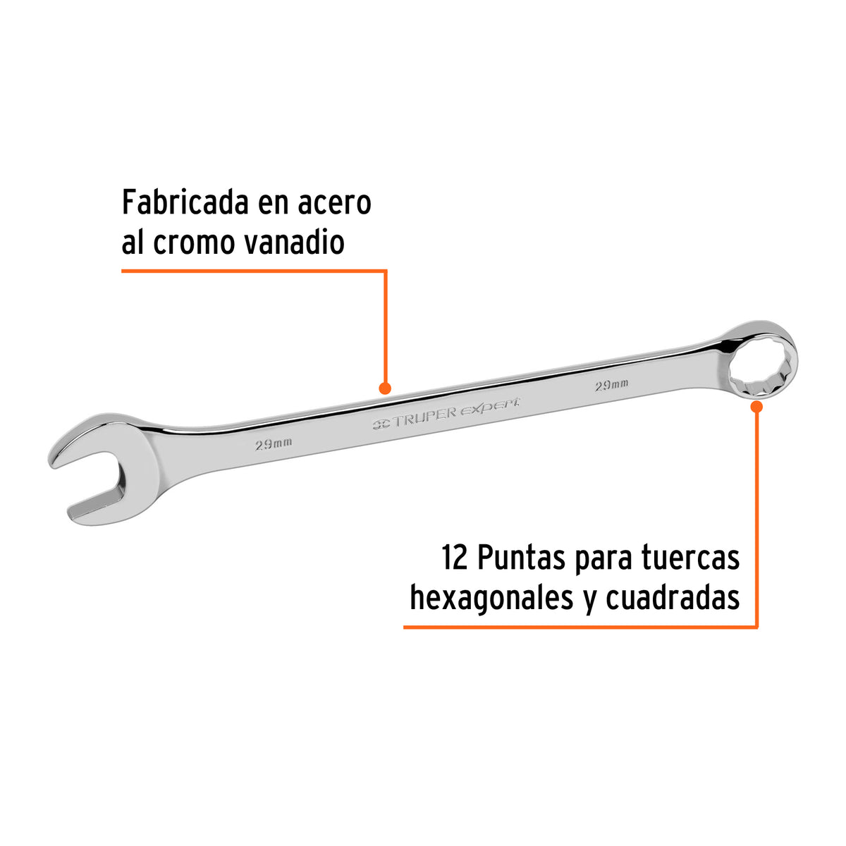Llave combinada extralarga 29 mm x 401 mm de largo, Expert · vista 2