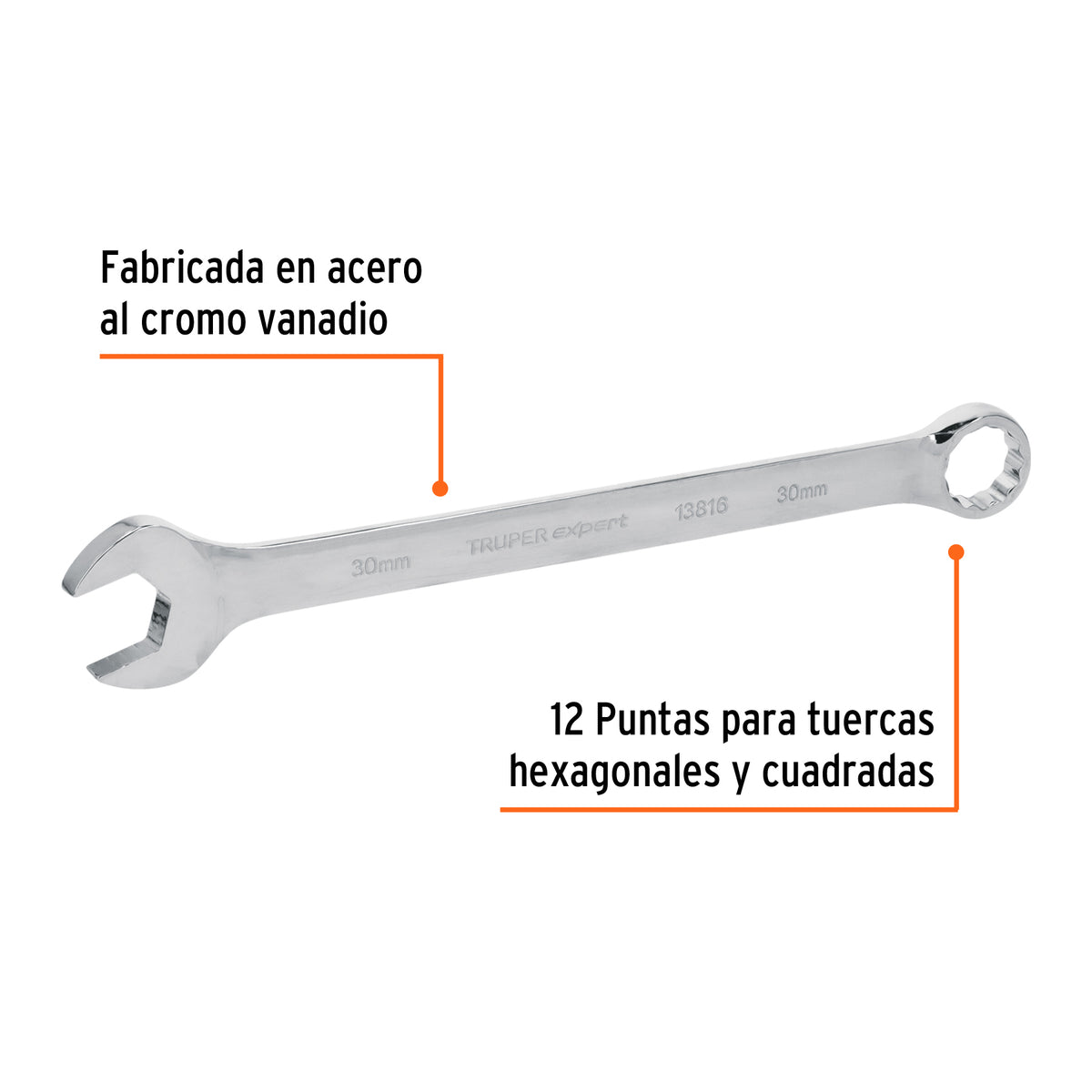 Llave combinada extralarga 30 mm x 401 mm de largo, Expert · vista 2