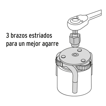 Llave de 3 puntos para filtro de aceite con adaptador