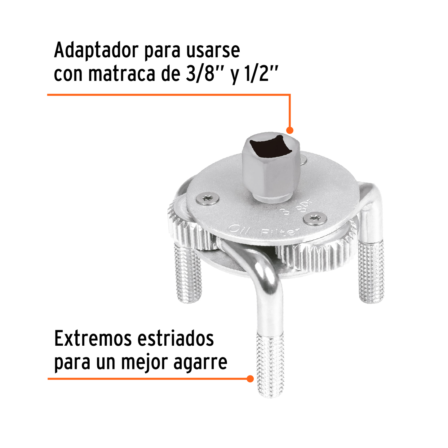 Llave de 3 puntos para filtro de aceite con adaptador