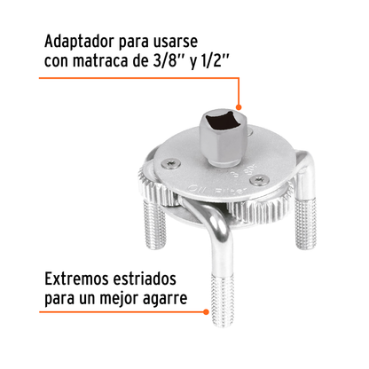 Llave de 3 puntos para filtro de aceite con adaptador
