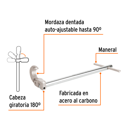 Llave de plomero 12 pulg con mordaza autoajustable