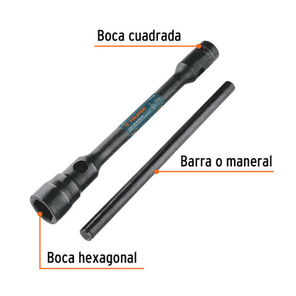 Llave de artillería boca cuadrada y hexagonal