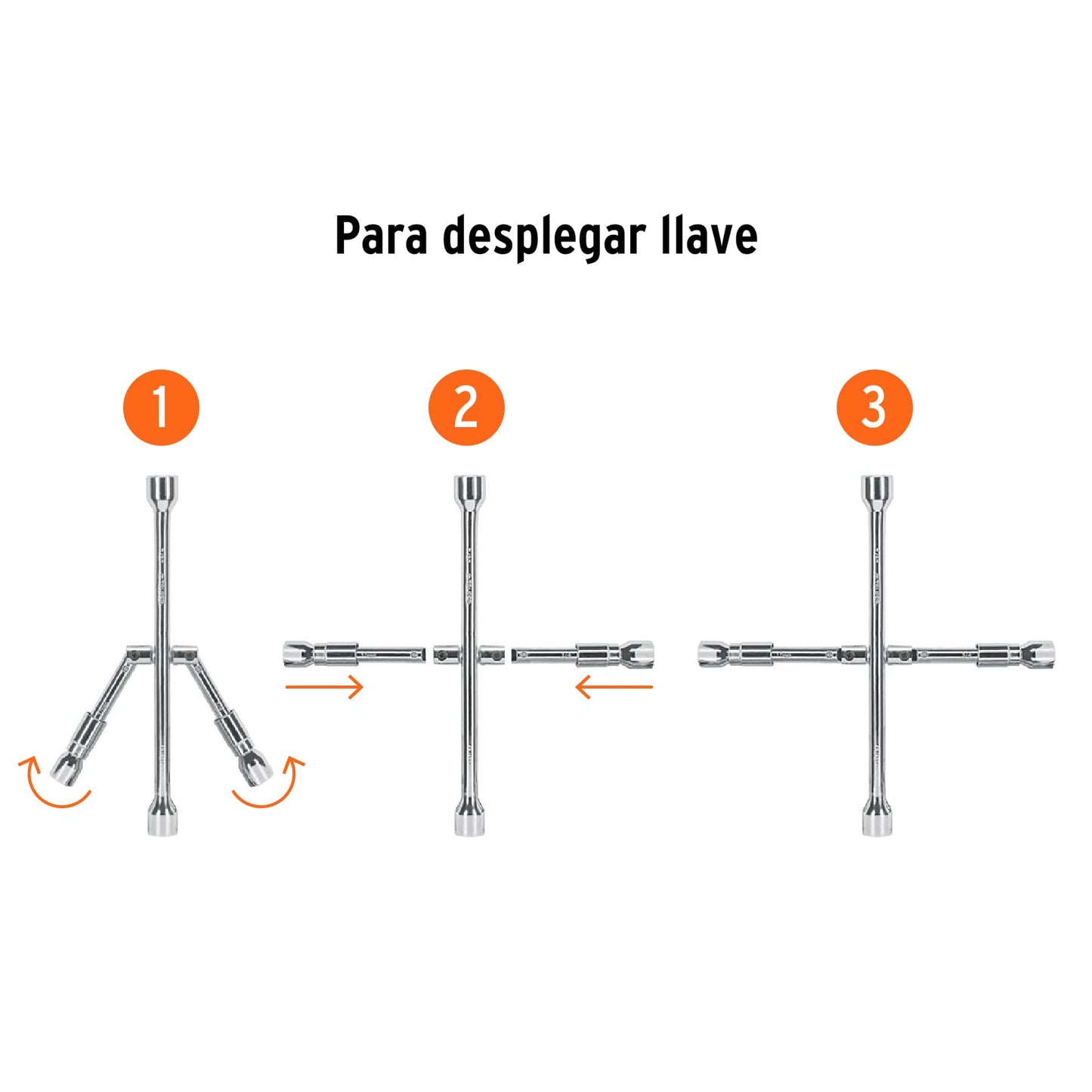 Llave de cruz de 35 cm plegable pulida y cromada