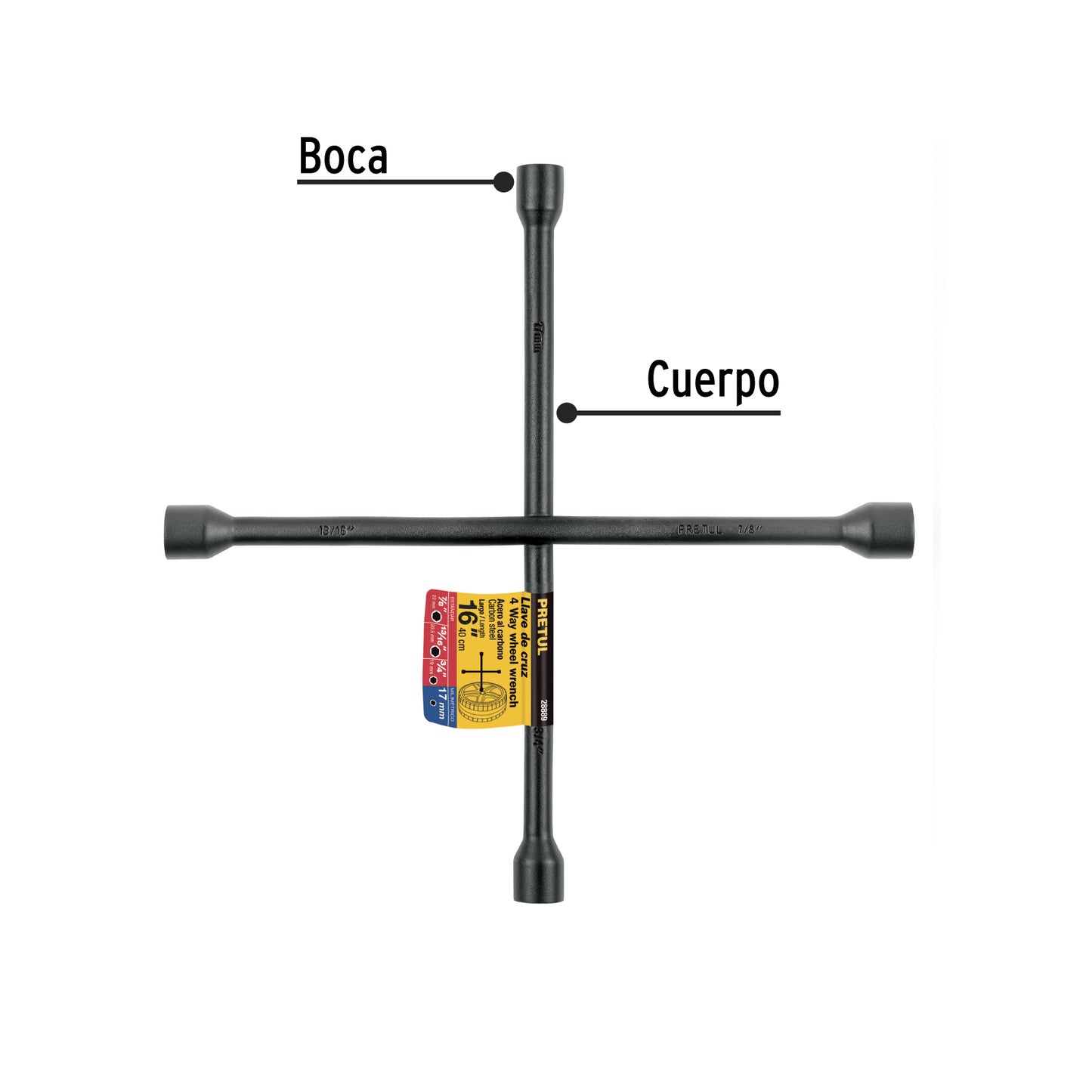 Llave de cruz de 40 cm en acabado negro mate