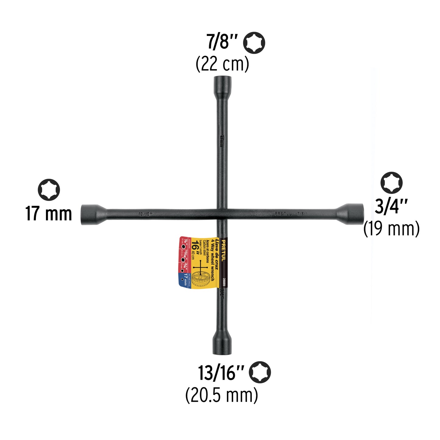 Llave de cruz de 40 cm en acabado negro mate