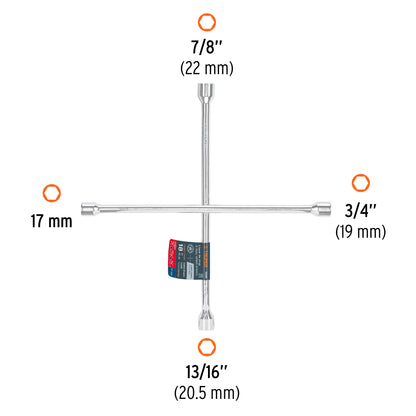 Llave de cruz de 45 cm pulida y cromada