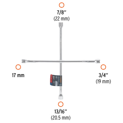 Llave de cruz de 50 cm pulida y cromada