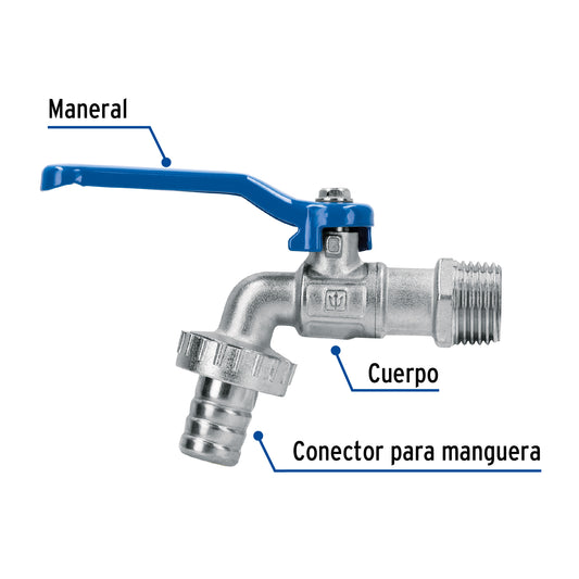 Llave de esfera de latón, 115 gr, entrada 1/2" · vista 2