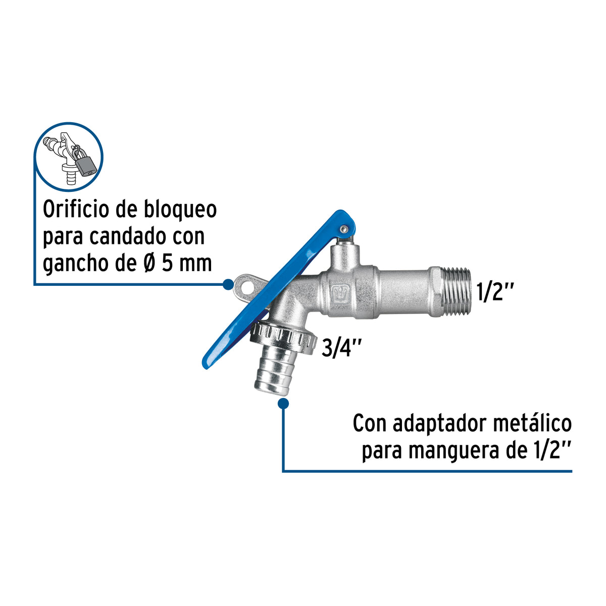 Llave esfera de seguridad de latón, 175g · vista 2