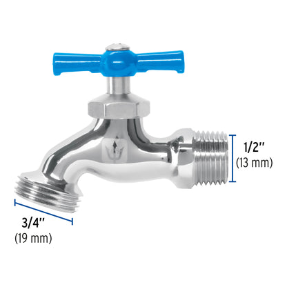 Llave para manguera cromada de 130 g con entrada de 1/2 pulgada