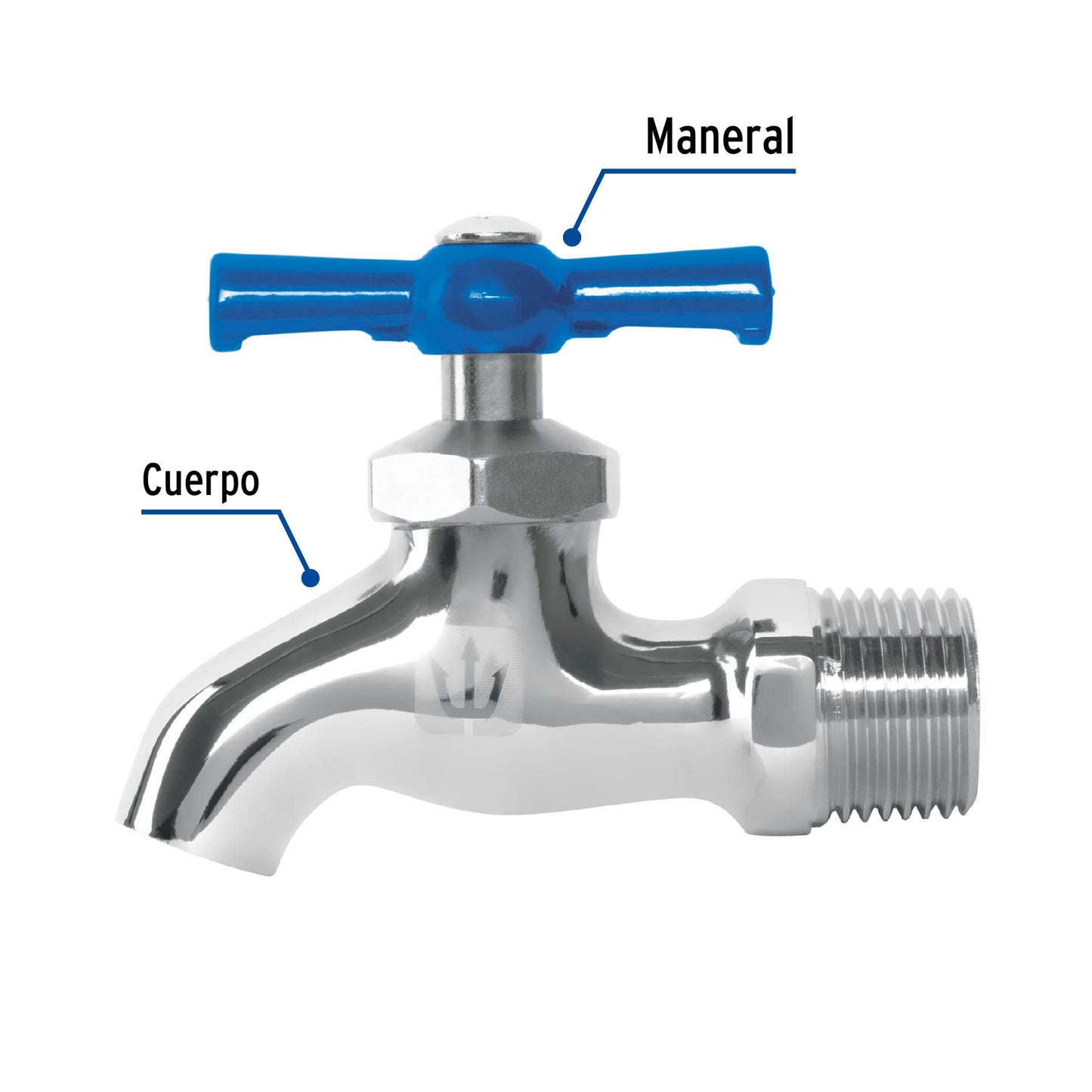 Llave de nariz de latón cromado de 135 g con entrada de 1/2 pulgada