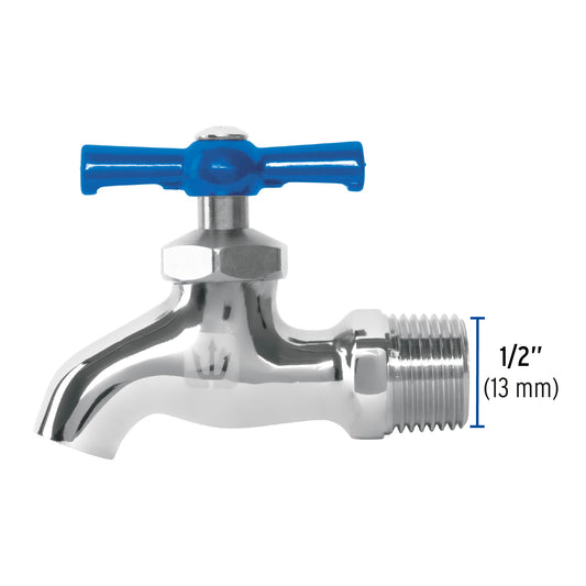 Llave de nariz de latón cromado de 135 g con entrada de 1/2 pulgada