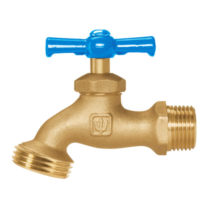 Llave para manguera de latón con entrada de 1/2" y maneral metálico