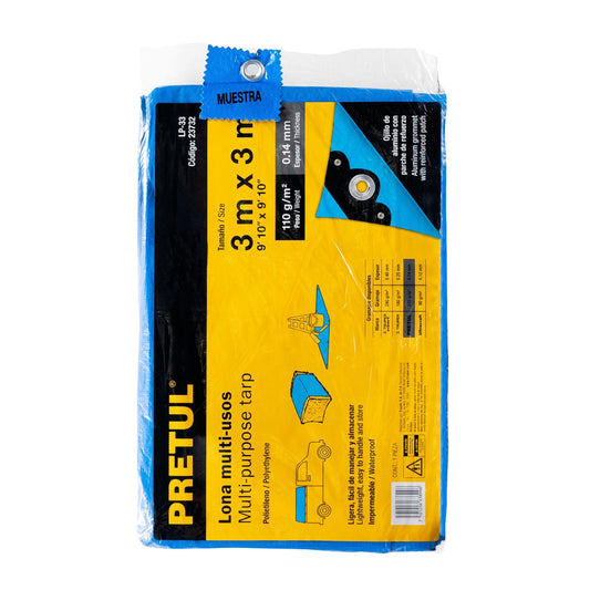 Lona Polietileno 3x3 m Azul 110g