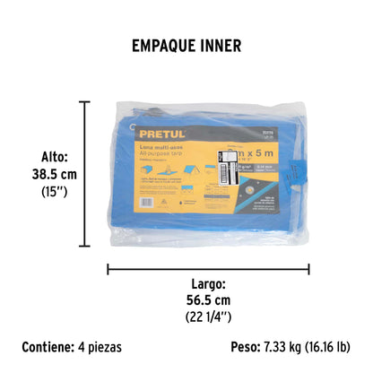 Lona de polietileno 3 x 5 m, azul, 110 g/m2 · vista 5