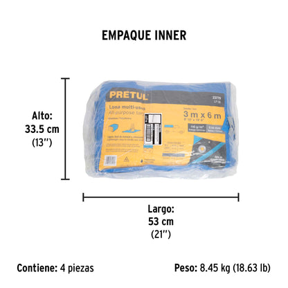 Lona de polietileno 3 x 6 m, azul, 110 g/m2 · vista 5
