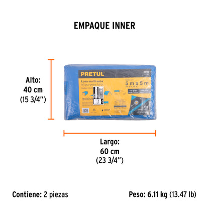 Lona de polietileno 5 x 5 m, azul, 110 g/m2 · vista 5