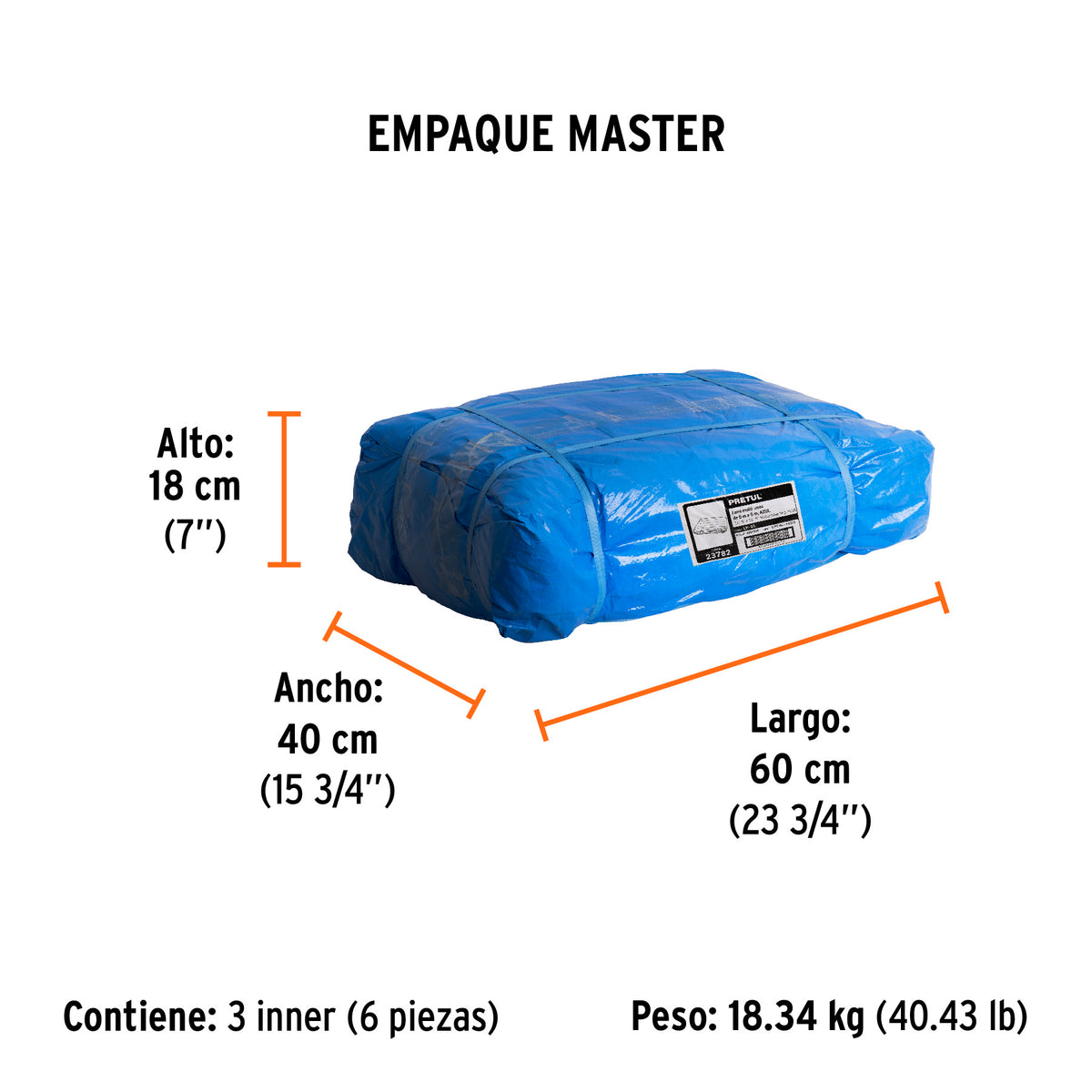 Lona de polietileno 5 x 5 m, azul, 110 g/m2 · vista 6