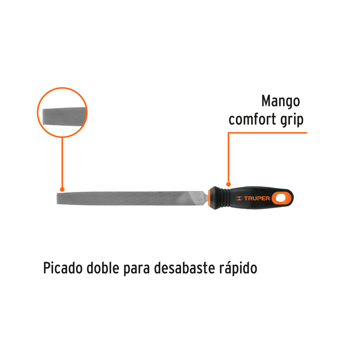Lima Plana Bastarda 8 pulg Comfort Grip