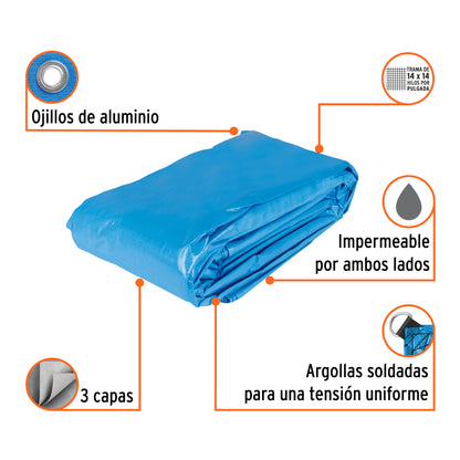 Lona Polietileno Reforzada 6x12 m Azul 180g