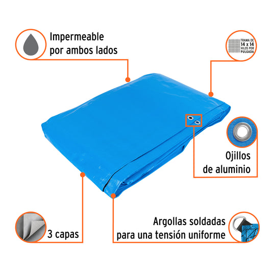 Lona Polietileno Reforzada 6x6 m Azul 180g