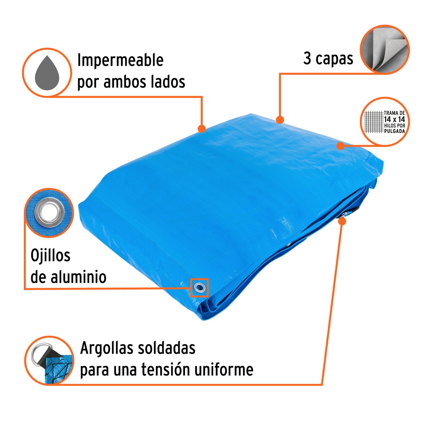 Lona Polietileno Reforzada 7x10 m Azul 180g